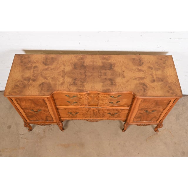 Romweber French Provincial Louis XV Burl Wood Sideboard or Bar Cabinet, Circa 1920s For Sale - Image 9 of 12