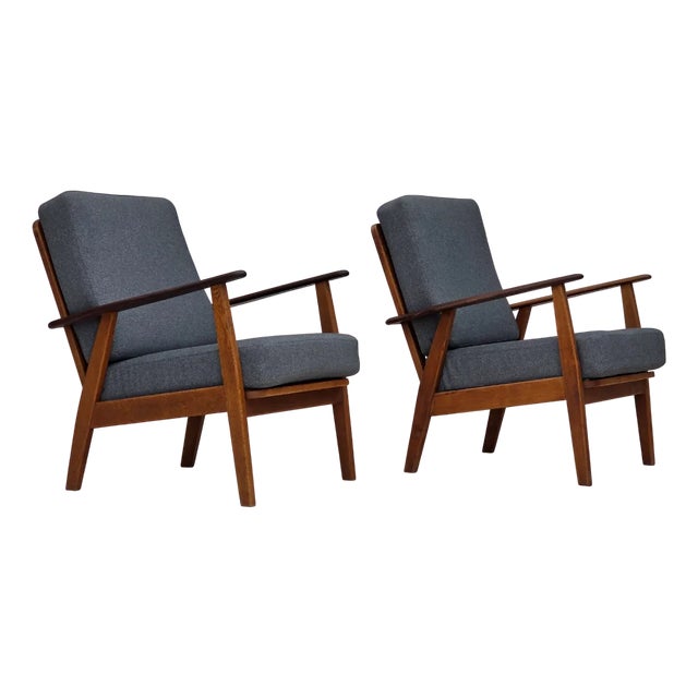 Set of Vintage Danish Armchairs in Furniture Wool and Teak and Oak, 1960s For Sale