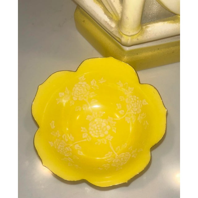 Mid 20th Century Hand Decorated Yellow Lotus Shaped Bowl Chairish