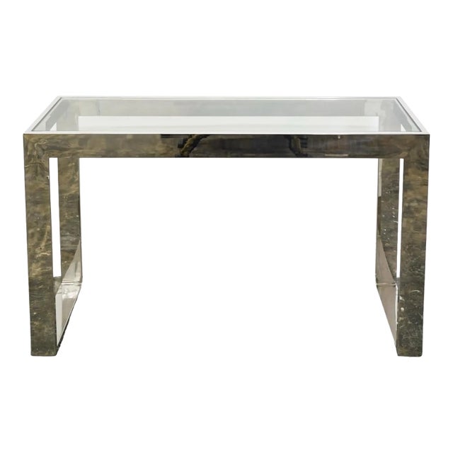 Modern Chrome and Glass Console Table For Sale