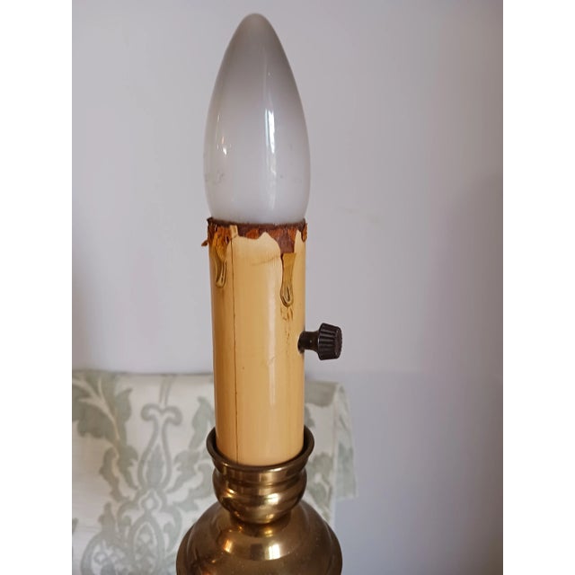 1960s 1960s French Empire Revival Mid Century Brass 2 Arm Table Lamp Marble Base For Sale - Image 5 of 12