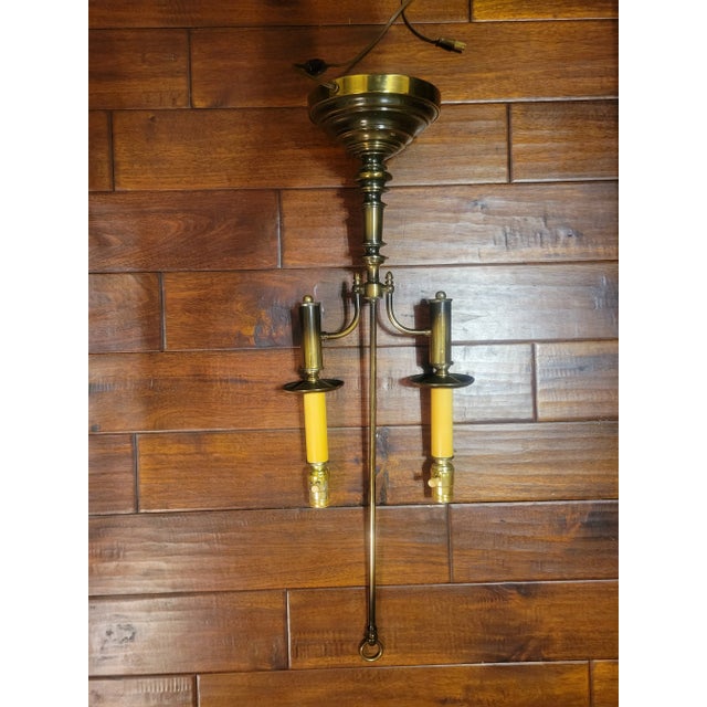 Brass Mid 20th Century Brass Bouillotte Lamp With Two Bulb Brackets For Sale - Image 8 of 10