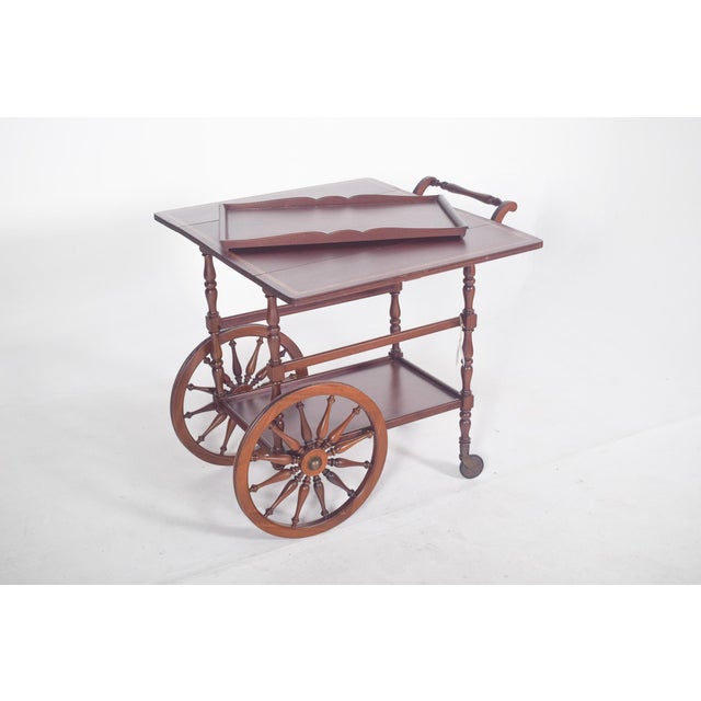 Mid-Century Mahogany Tea Trolley with Side Flaps, 1940s For Sale - Image 9 of 15