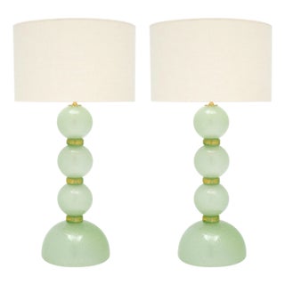 Murano Glass Green Pulegoso Lamps For Sale