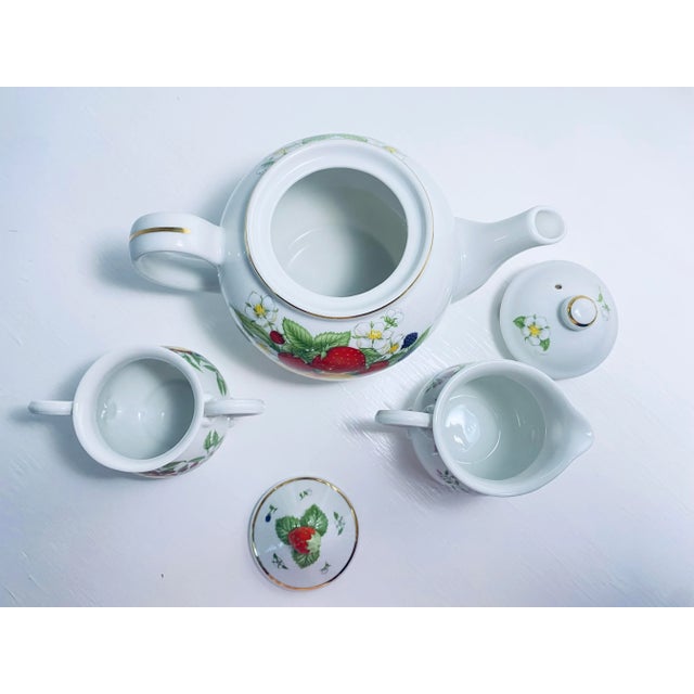 Vintage Lenox Orchard Strawberry Porcelain Tea Pot, Sugar