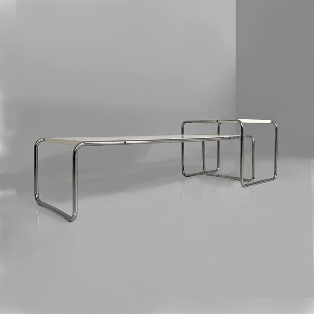 Gavina Italian Modern Laccio Coffee Tables in White Laminate attributed to Marcel Breuer for Gavina, 1970s, Set of 2 For Sale - Image 4 of 16