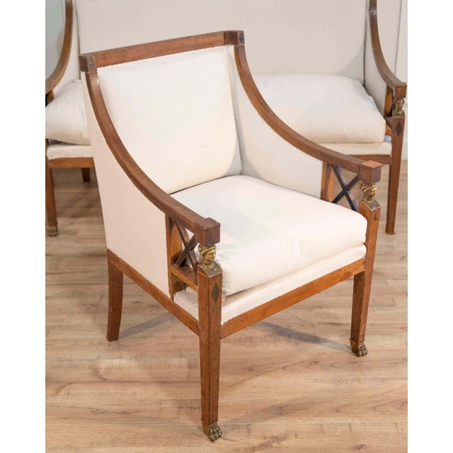 Off-white 19th Century Swedish Salon Suite with Sofa and Pair of Armchairs For Sale - Image 8 of 15