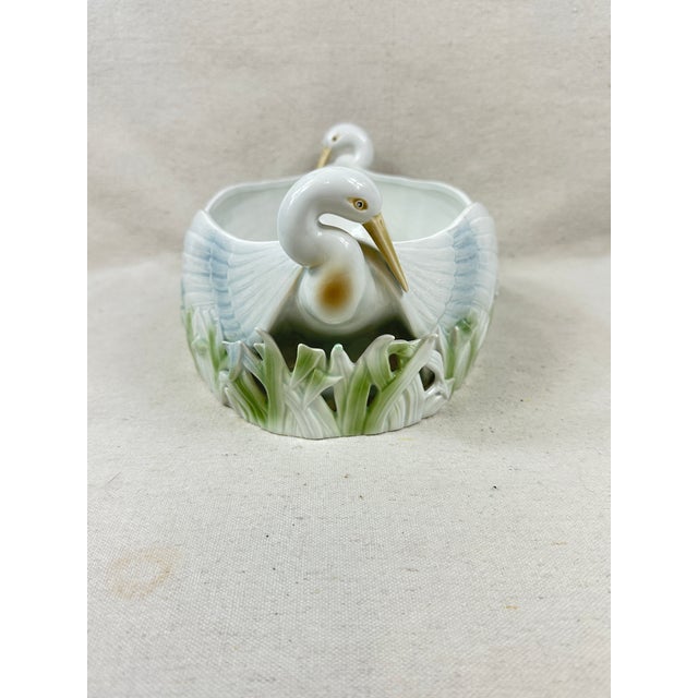 Ceramic Sculpted Swans Centerpiece Bowl For Sale - Image 7 of 8