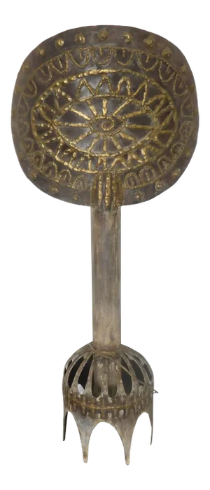 1970's Brutalist Torch Cut Brass and Metal Cyclops Floor Lamp