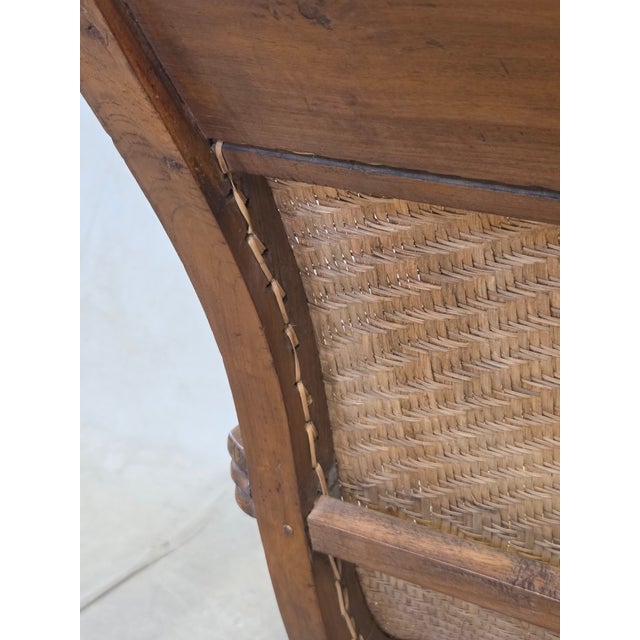 Vintage 1950s Dutch Colonial Teak Lounge Chair With Herringbone Caned Seat For Sale - Image 15 of 17