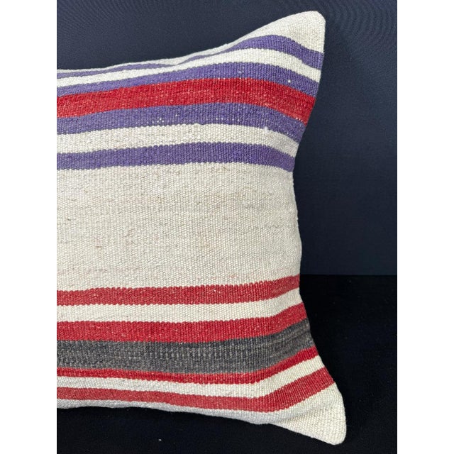 Contemporary Turkish Hemp Pillow Cushion Natural Beige Red Cushion Cover 20x20 For Sale - Image 3 of 4