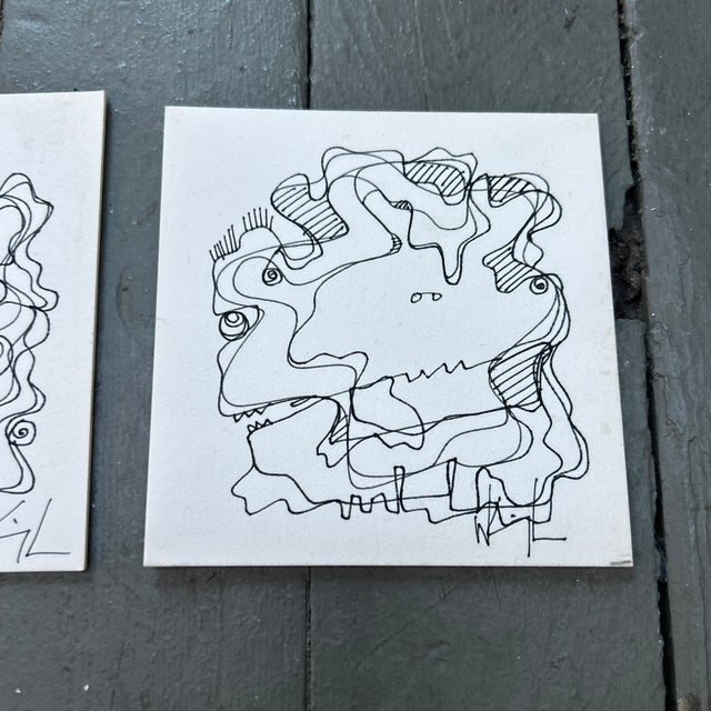 1980’s Three Original Wayne Cunningham Abstract Drawings - Set of Three For Sale - Image 4 of 5