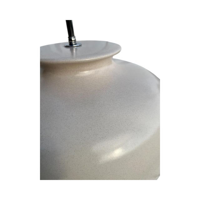 1970s Large Ceramic Bulbous Style Eggshell/Cream White Table Lamps With Telescope Harps. For Sale In Palm Springs - Image 6 of 12