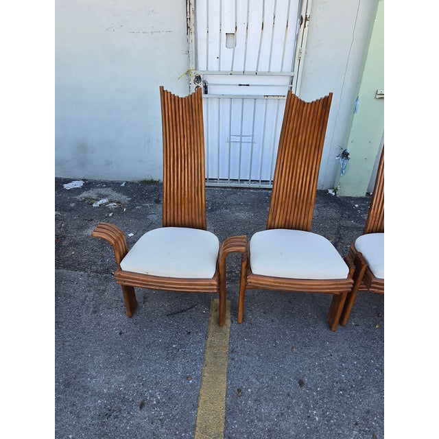 1970s 1970's Italian Modernist Rattan Dining Chairs - Set of 6 For Sale - Image 5 of 18