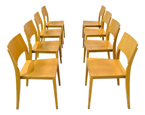 Vintage Beech Dining Chairs, 1980s, Set of 8