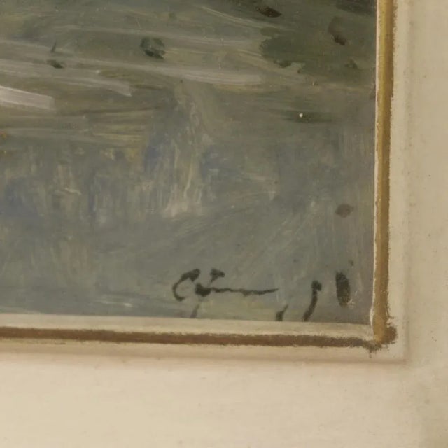 Italian Artist, Landscape View of River with Boats, 1960, Mixed Media on Masonite For Sale - Image 12 of 13