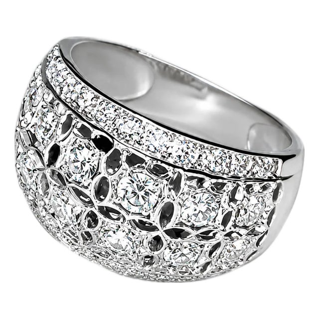 18K Le Vian White Gold Diamond Designer Band Ring For Sale
