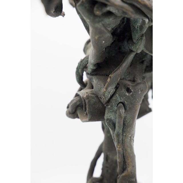 Metal Brutalist Bronze Mythological Bird Sculpture in Travertine, 1950s For Sale - Image 7 of 14