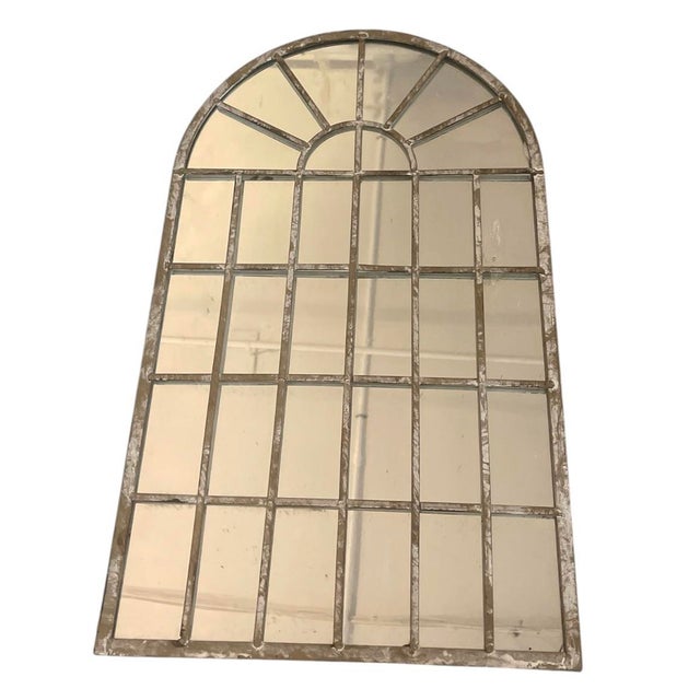 2000 - 2009 Set of Four Vintage White-Washed Iron Arched Window-Style Wall Mirrors For Sale - Image 5 of 12