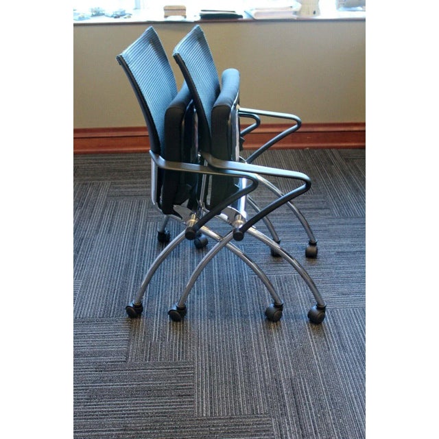 Metal Early 21st Century Contemporary Modern Mesh & Chrome Mayline Valore Stackable Side Office Chair For Sale - Image 7 of 11