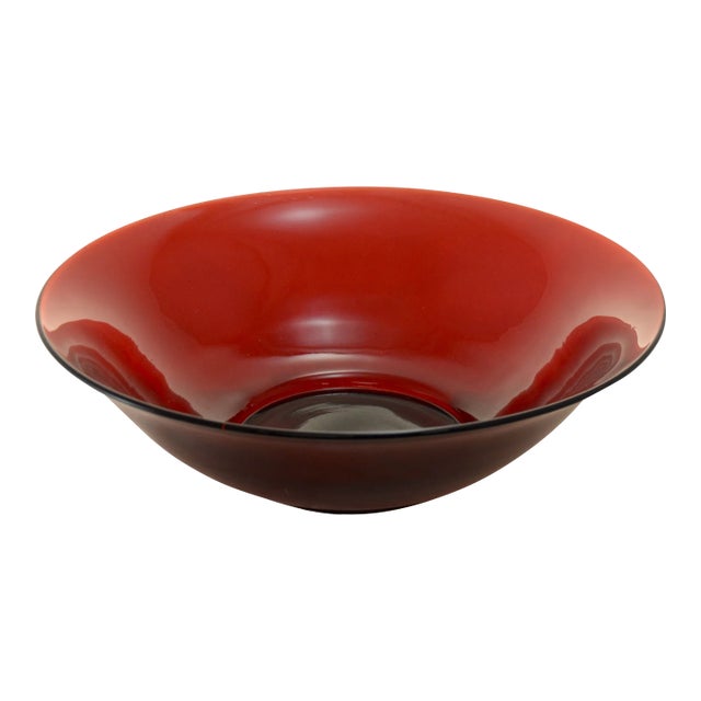 Ruby Red Glass 11” Bowl For Sale