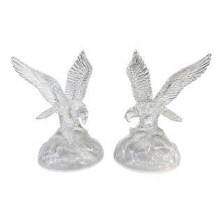 Vintage Cristal D’Arques French Sculptural Crystal Eagle Pair For Sale