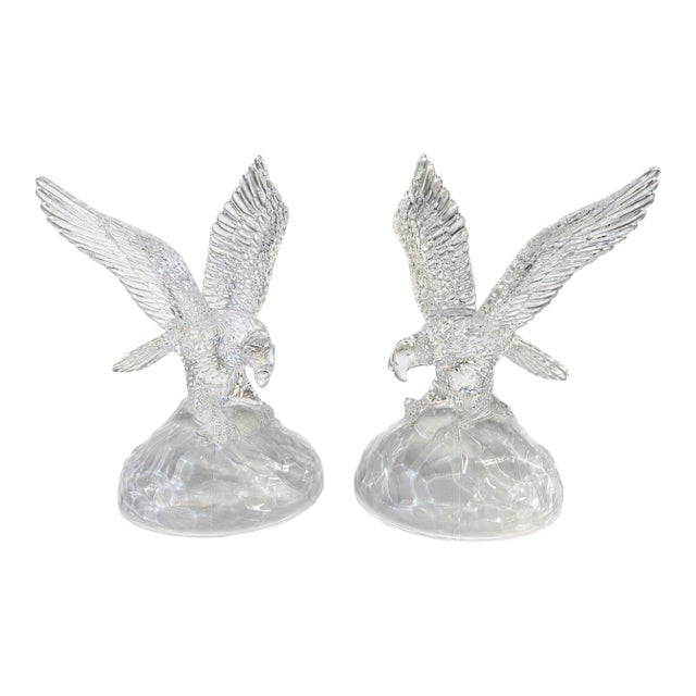 Vintage Cristal D’Arques French Sculptural Crystal Eagle Pair For Sale
