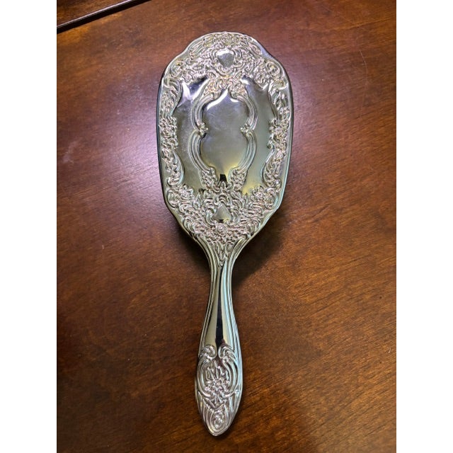 Vintage Ornate Floral Vanity Mirror and Hairbrush Set For Sale - Image 9 of 14