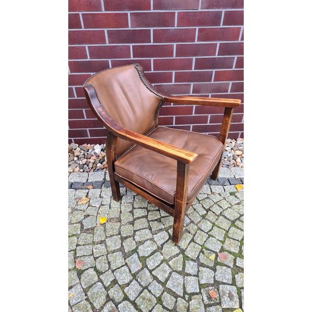 Vintage Chair in Wood and Leather, 1950s For Sale - Image 11 of 15
