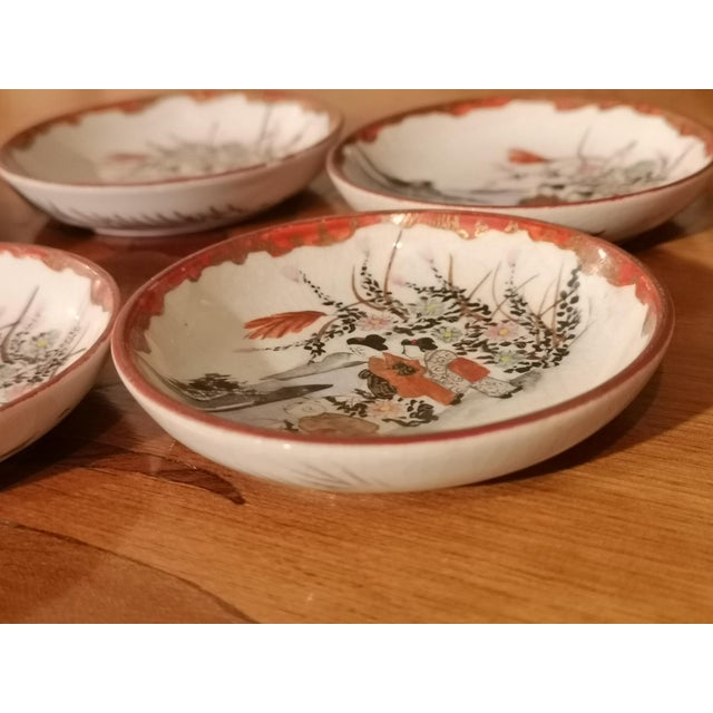 19th Century Kutani Porcelain Sake Set, Japan, 1890s, Set of 5 For Sale - Image 3 of 12