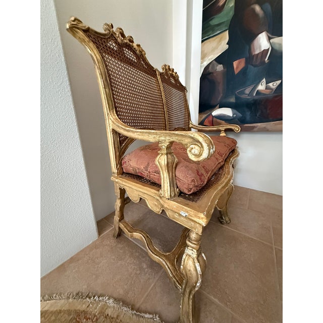 Elegant Facing Heraldic Eagles Adorn This 1st Quarter, 18th-Century Italian Louis XIV Giltwood Caned Settee. Purchased...