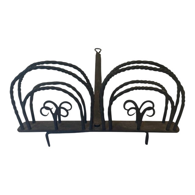 Late 18th Century American Colonial Hand-Forged Wrought Iron Rotary Toaster For Sale