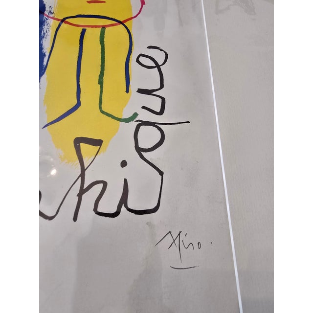 A fine and rare vintage mid century modern abstract lithograph signed miro . Having rich happy colors with defined...