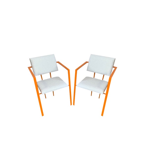Set of Postmodern Orange Chair with Boucle, 1970s For Sale