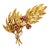 1950s 18k Gold Ruby and Sapphire Leaf Spray Brooch For Sale