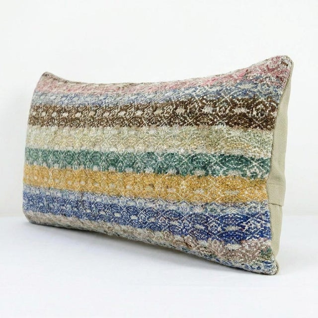 Mid-Century Modern Bohemian Long Turkish Kilim Bedding Pillow Cover 17'' X 50'' For Sale - Image 3 of 4