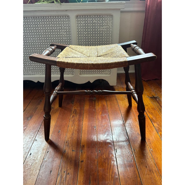 Early 20th Century Antique Woven Rush Seat Bench still in very good condition with a few knicks consistent with age still...