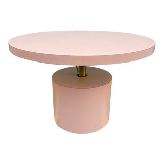1980s Postmodern Pink Laminate Adjustable Dining to Coffee Table For Sale