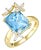 Kai Blue Topaz Sapphire Butterfly Cocktail Ring in 14k Yellow Gold Ring, Size 6 For Sale