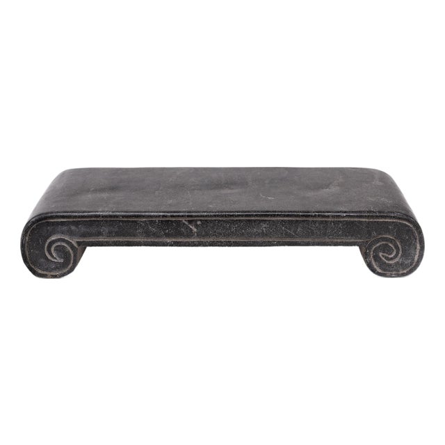 Late 20th Century Chinese Black Marble Scroll Stand For Sale