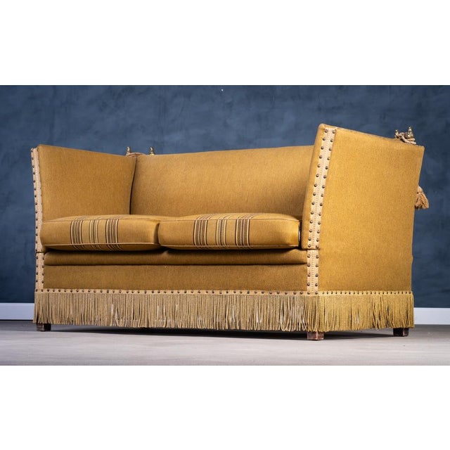 1950s Vintage Green and Yellow Velvet Knole Sofa, 1950s For Sale - Image 5 of 16