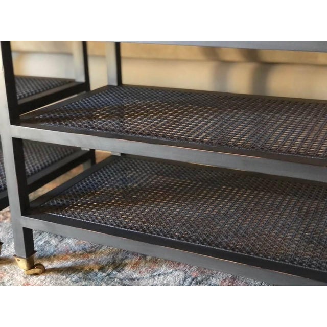 Classic, timeless, vintage cane end tables with glass tops. Cane is in perfect condition. Tables have been refinished in...