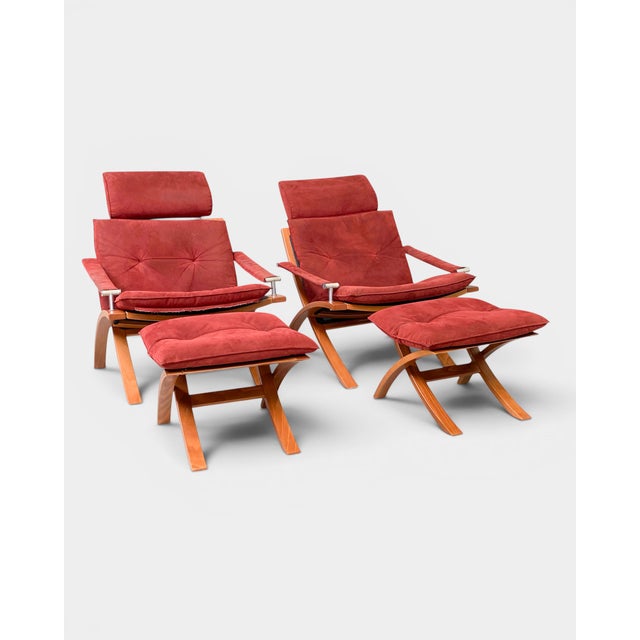 Danish Laxy Lounge Chairs with Ottomans from Skipper Furniture, 1970s, Set of 4 For Sale - Image 10 of 10