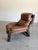 Vintage Dutch Brutalist Brown Leather and Wood Lounge Chair. Attributed to Gerard Van Den Berg for Montis Netherlands...