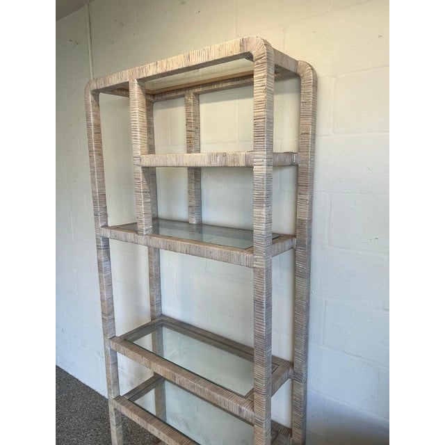 Vivai del Sud Palm Beach Whitewashed Rattan Etagere For Sale - Image 4 of 18