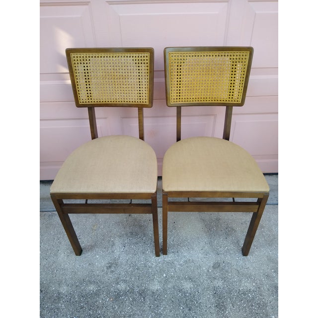 Stakmore Cane Back Folding Chairs a Pair Chairish