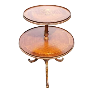 George III Two-Tier Mahogany Marquetry Satinwood Kingwood Inlay Pie Dumpwaiter