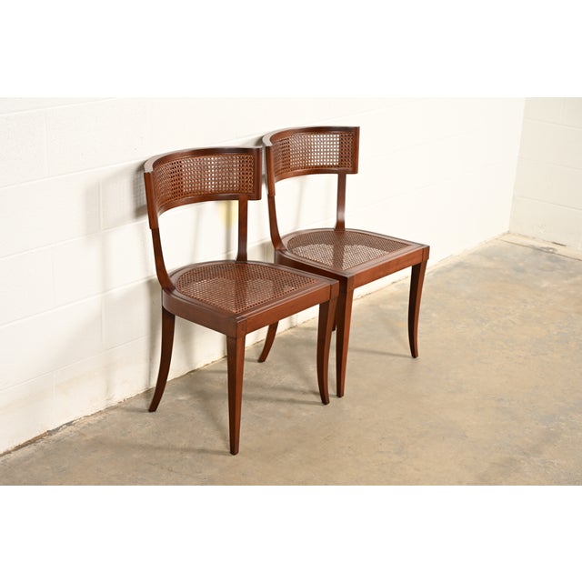 1950s Michael Taylor for Baker Furniture Klismos Cherry Wood and Cane Side Chairs or Dining Chairs, Newly Refinished For Sale - Image 5 of 15
