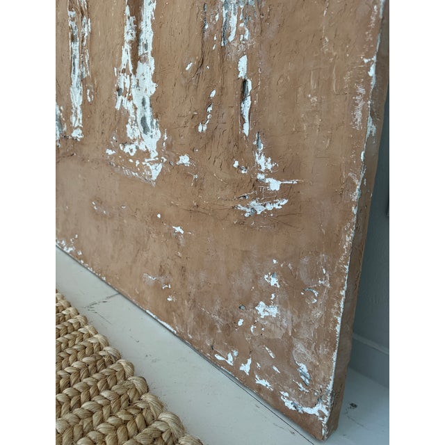 Large Mixed Media Abstract Textile Artwork on Canvas For Sale - Image 9 of 12