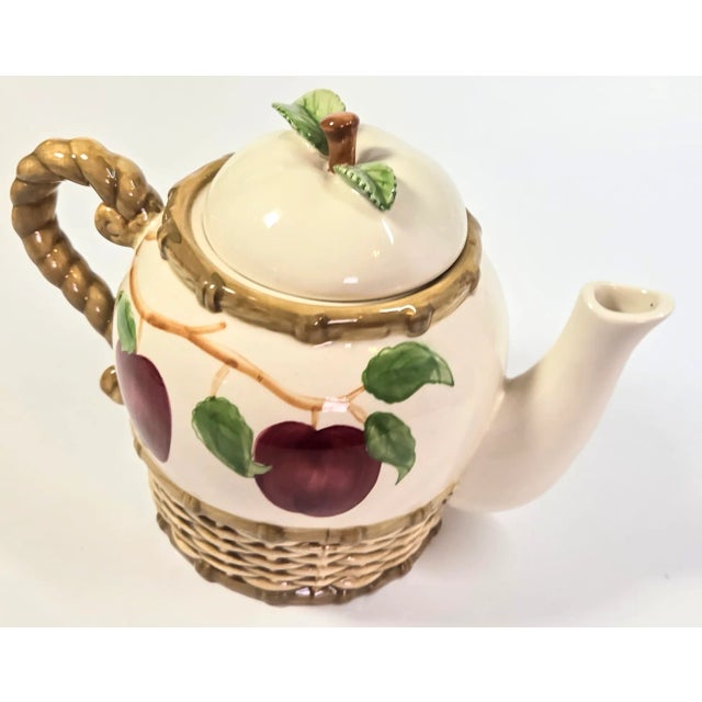 Red Mojolica Apple Teapot For Sale - Image 8 of 9